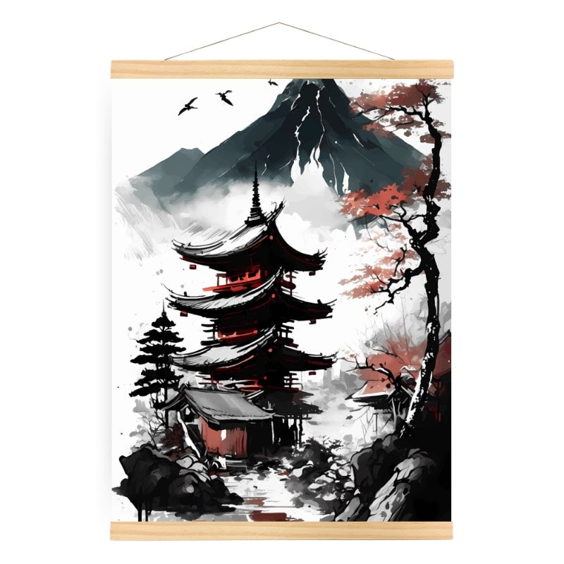 Japoński plakat z widokiem na pagodę A3