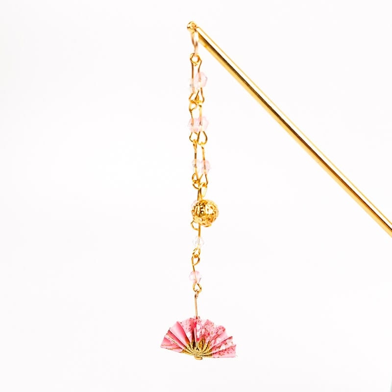 Japoński różowy wachlarz Kanzashi