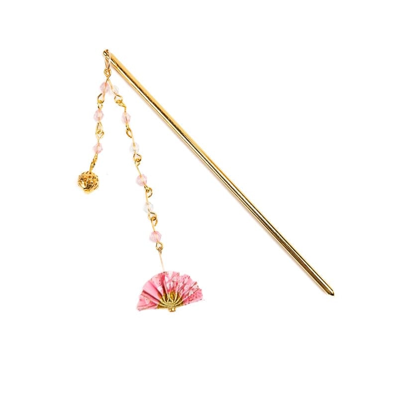Japoński różowy wachlarz Kanzashi