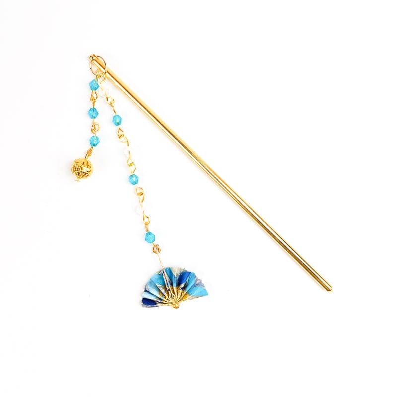 Japoński wachlarz Kanzashi Blue