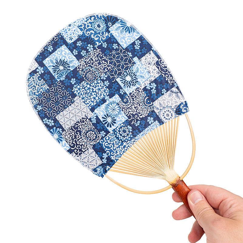 Japoński Wachlarz Uchiwa - Papier Washi Indygo
