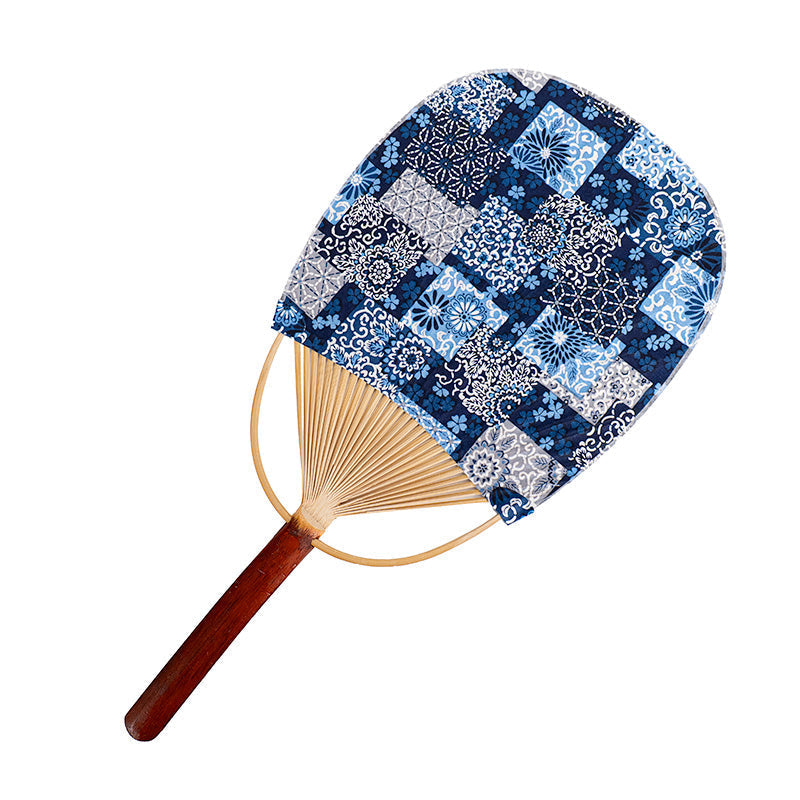 Japoński Wachlarz Uchiwa - Papier Washi Indygo