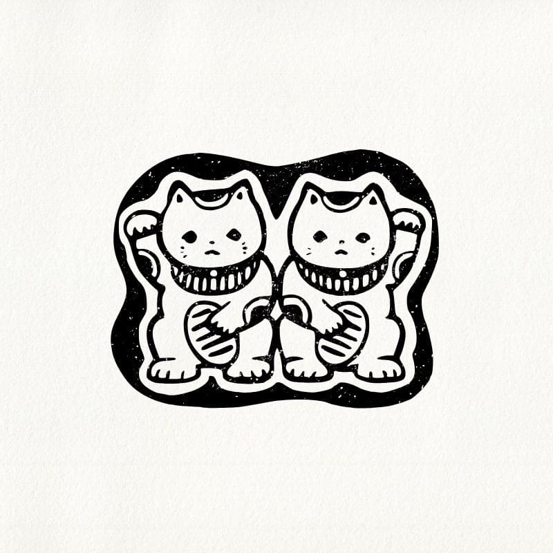 Japoński znaczek Maneki Neko od Tomikohan