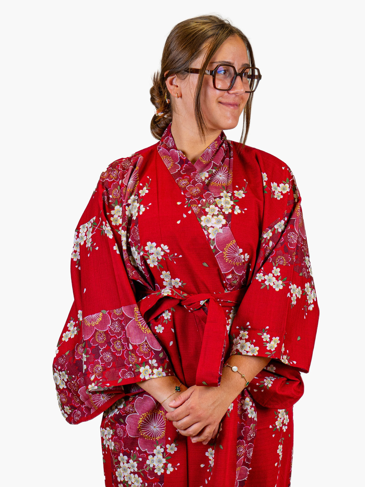 Japońskie Kimono Damskie - Czerwona Sakura