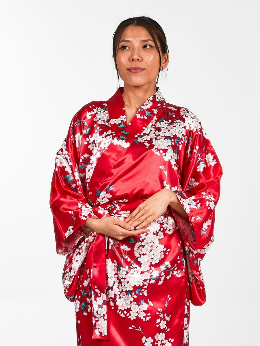 Japońskie Kimono Damskie w Kwiaty Wiśni Uniwersalny rozmiar