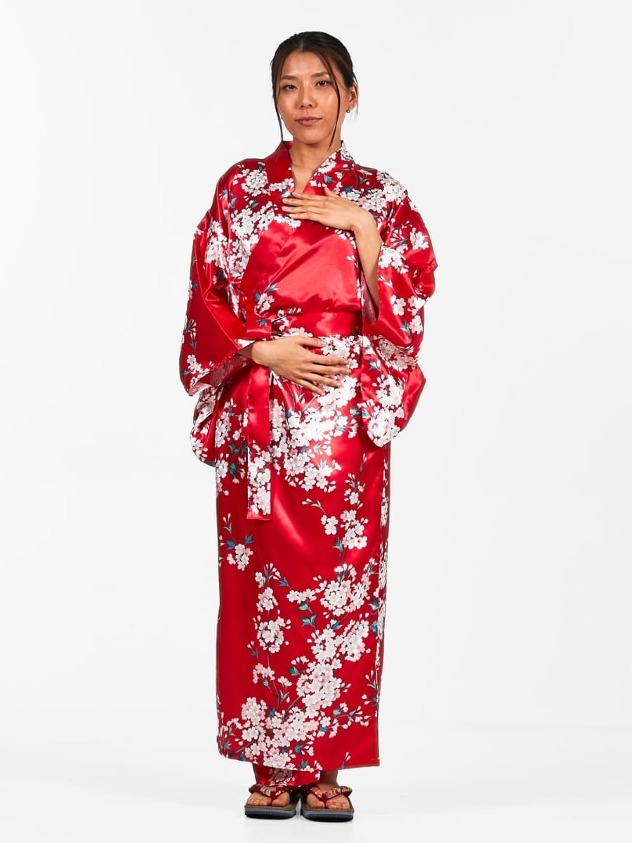 Japońskie Kimono Damskie w Kwiaty Wiśni Uniwersalny rozmiar