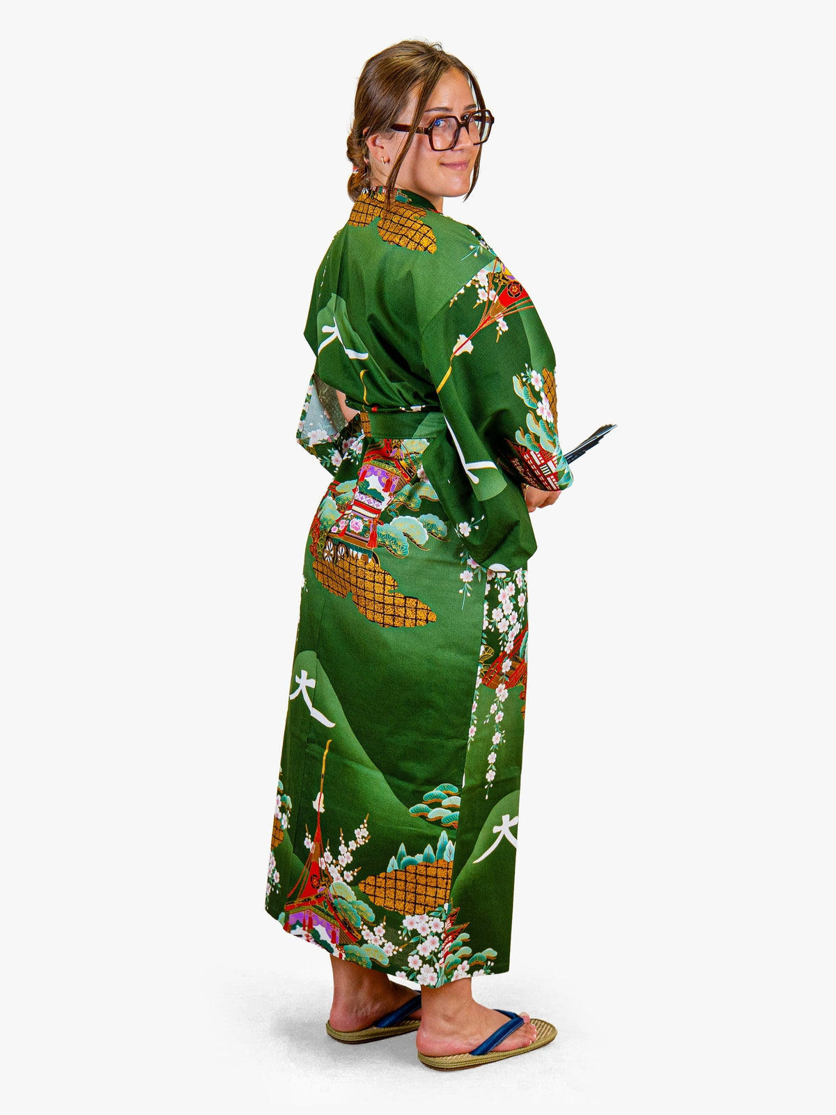 Japońskie Kimono Damskie - Zielona Guruma