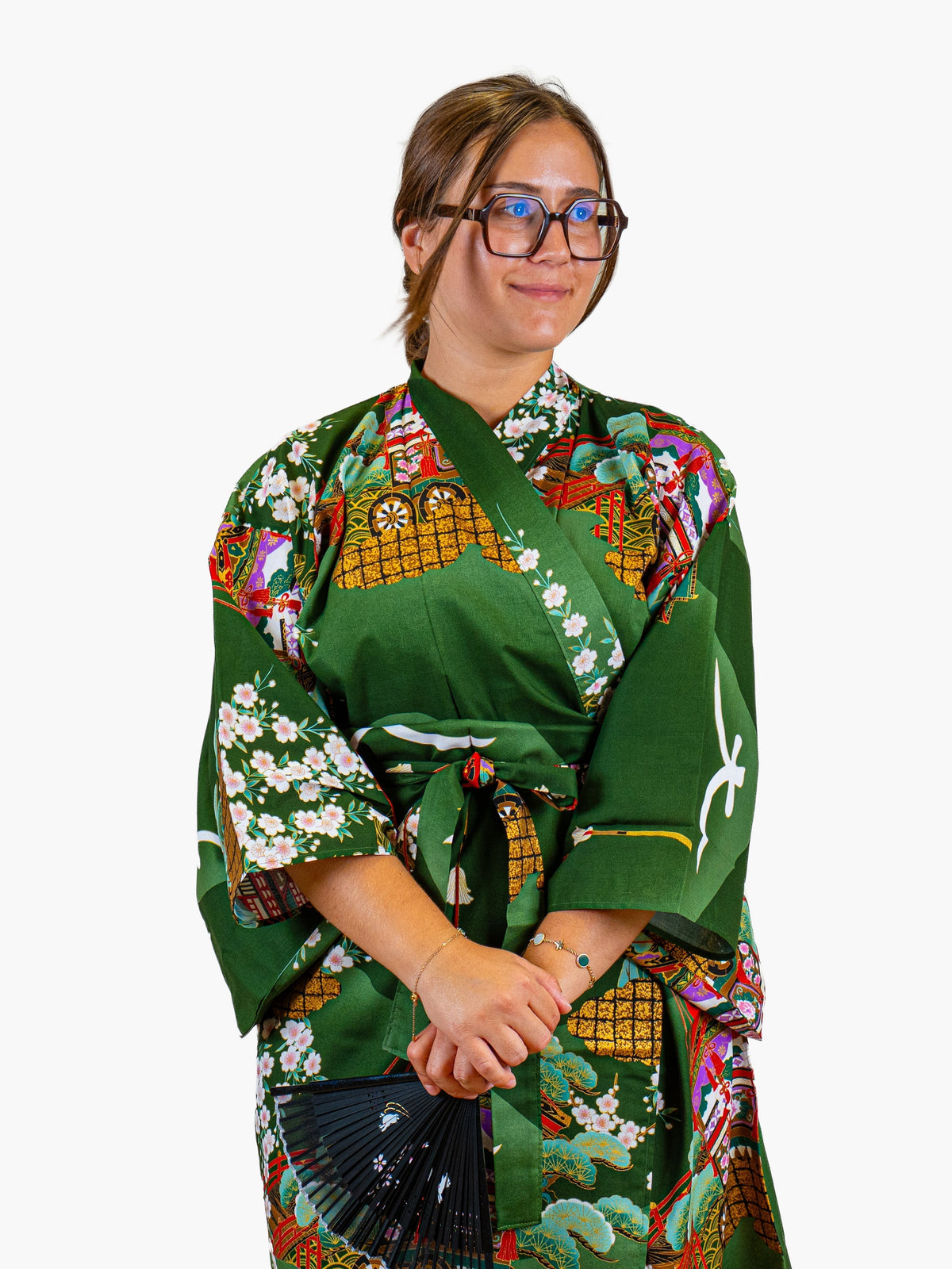 Japońskie Kimono Damskie - Zielona Guruma