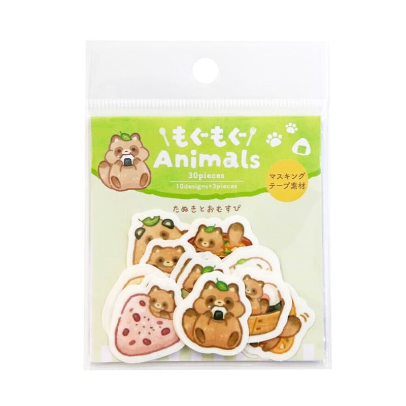Japońskie Naklejki Tanuki i Onigiri Kawaii
