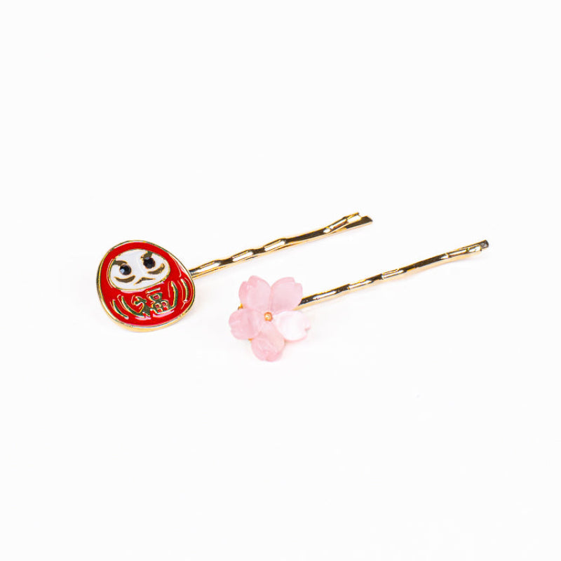 Japońskie Spinki do Włosów Daruma i Sakura