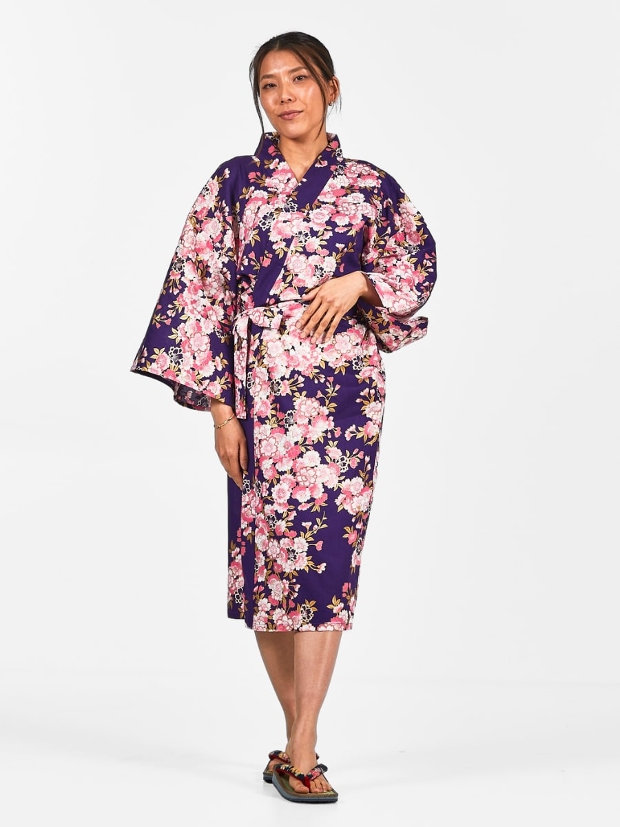 Kimono Damskie Happi w Kwiaty Sakury Uniwersalny rozmiar
