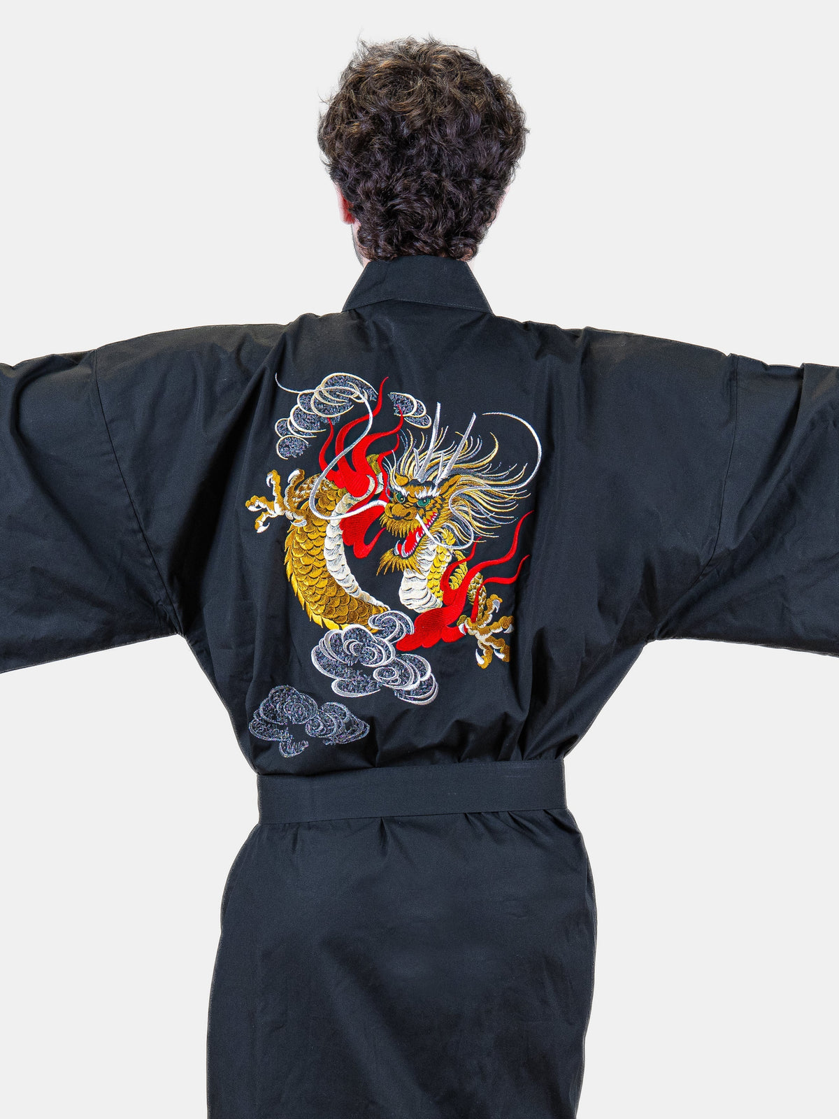 Kimono Happi Oversize Męskie - Haftowany Smok