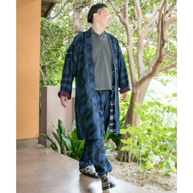 Męskie niebieskie kimono haori Uniwersalny rozmiar