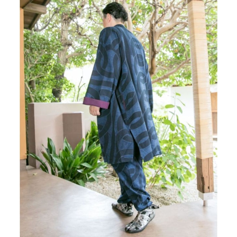 Męskie niebieskie kimono haori Uniwersalny rozmiar