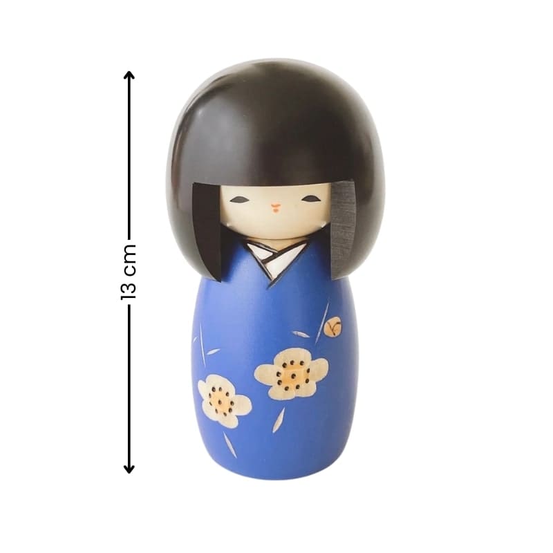 Niebieska lalka Kokeshi Kaika