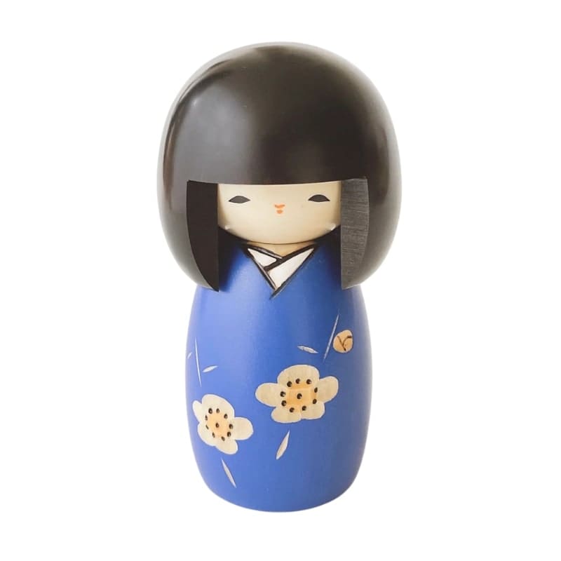 Niebieska lalka Kokeshi Kaika