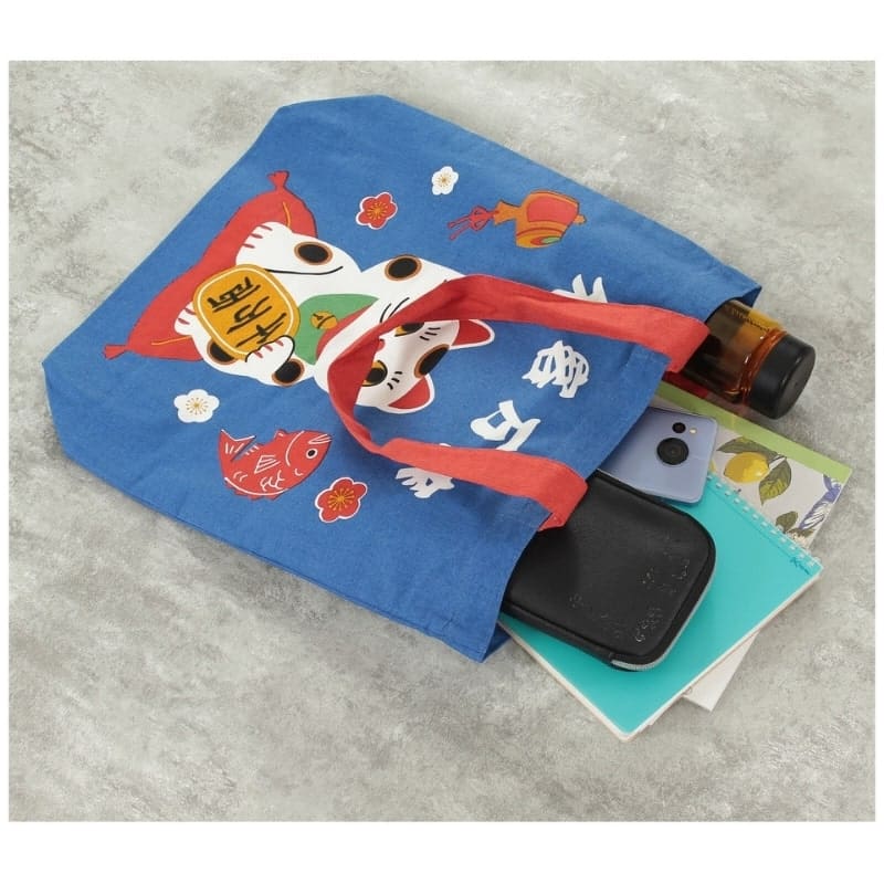 Niebieska torba na zakupy Maneki Neko Blessing