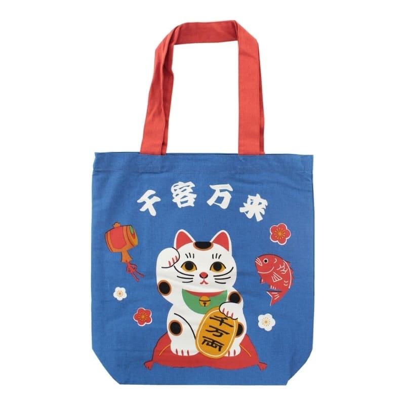 Niebieska torba na zakupy Maneki Neko Blessing