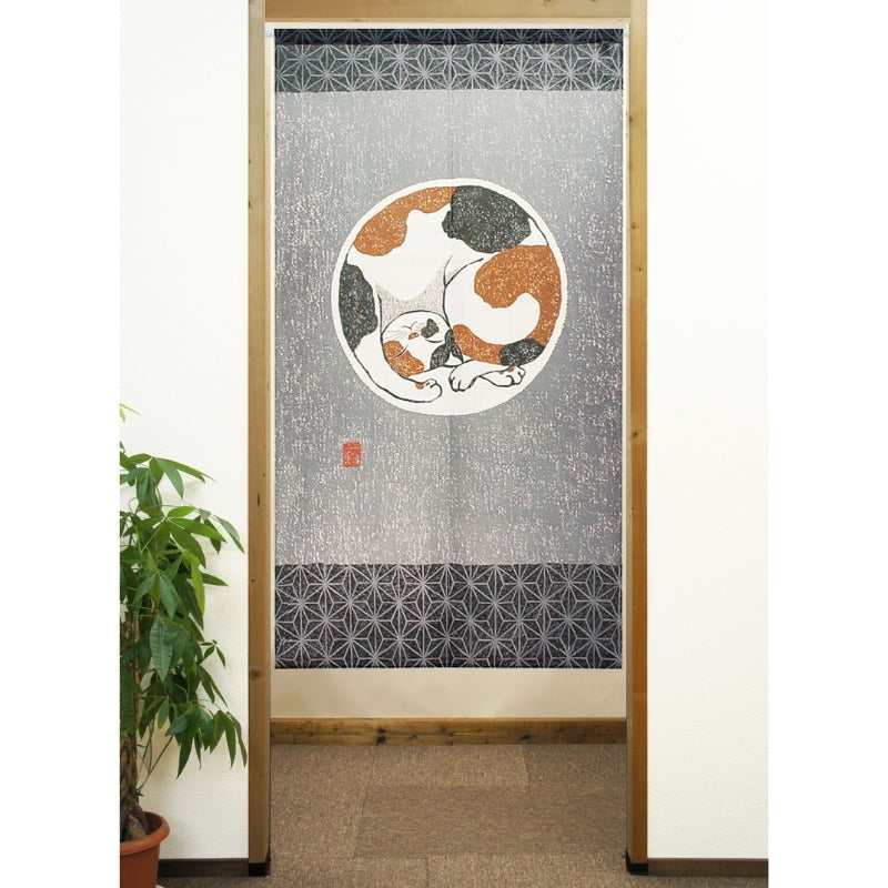 Noren Japoński kot Asanoha 85 x 150 cm