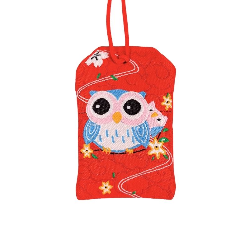 Omamori Kawaii Czerwony - Sowa