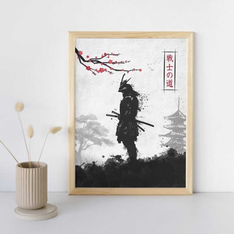 Plakat japońskiego wojownika samurajskiego A3