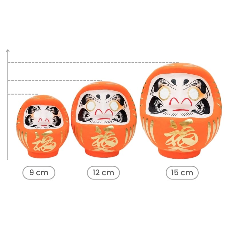 Pomarańczowa Daruma japońska od 9 do 15 cm