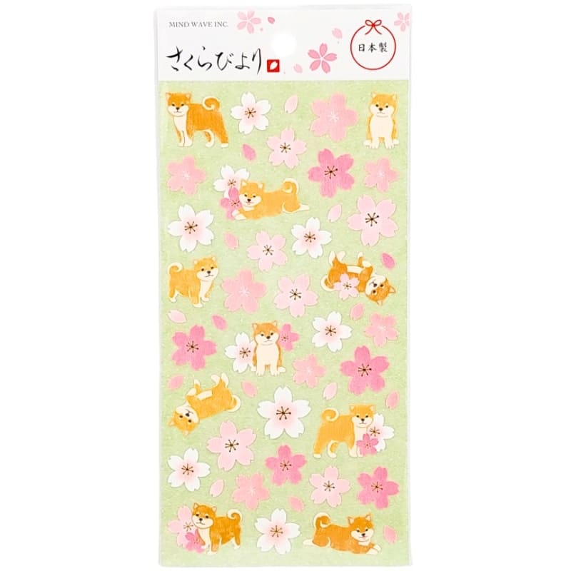 Sakura Shiba Inu Japońskie naklejki