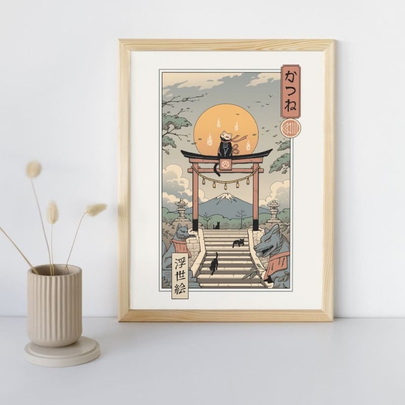 Sanktuarium Kotów Inari - japoński plakat Ukiyo-e A3