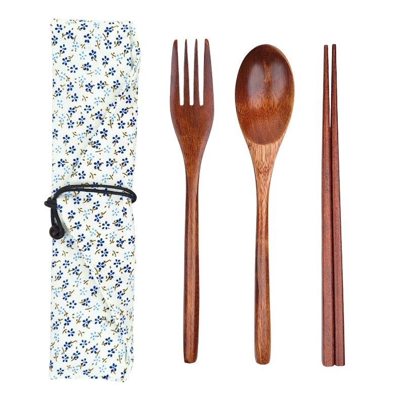Zestaw Japońskich Drewnianych Sztućców z Etui Sakura