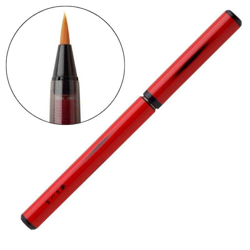 Czerwona lakierowana szczotka bambusowa i drewniane pudełko