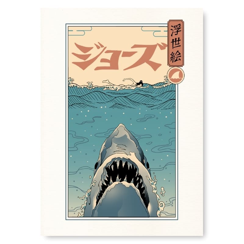 Szczęki - japoński plakat w stylu Ukiyo-e A3