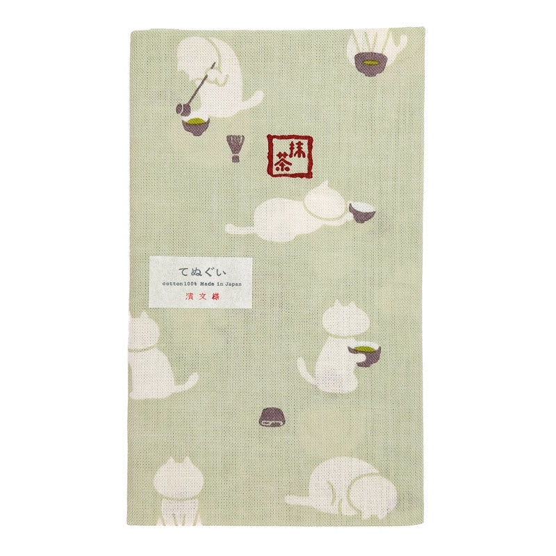 Tenugui Japanese Matcha Cat