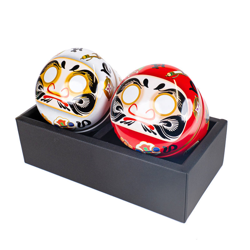 Zestaw 2 Metalowych Puszek na Herbatę - Daruma