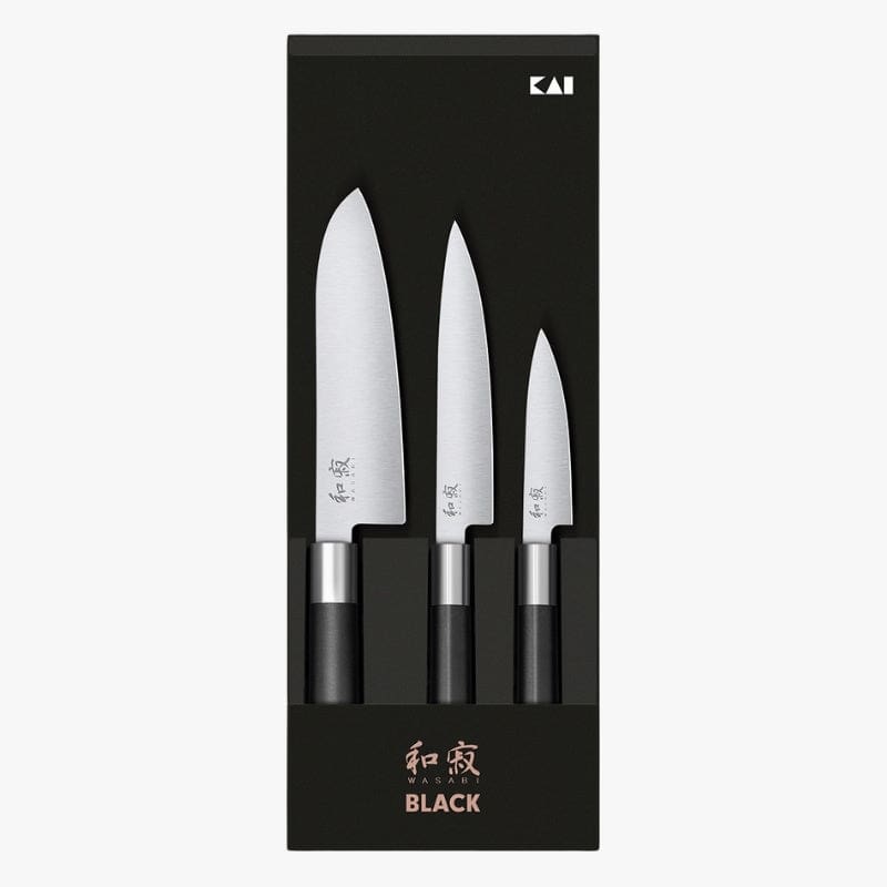 Zestaw 3 japońskich noży KAI Wasabi Black