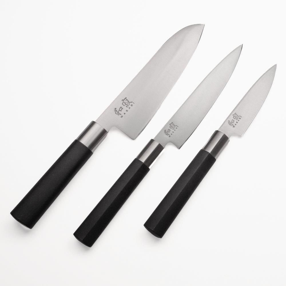 Zestaw 3 japońskich noży KAI Wasabi Black