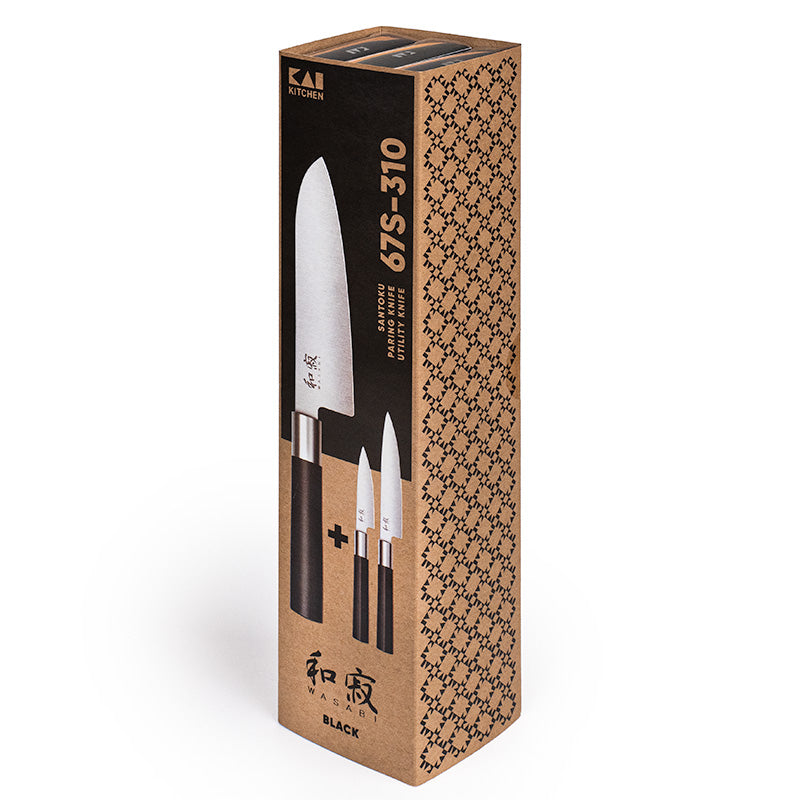 Zestaw 3 Japońskich Noży - KAI Wasabi Black