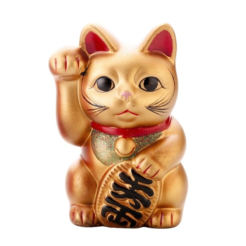 Złota ceramika Maneki Neko 15 cm