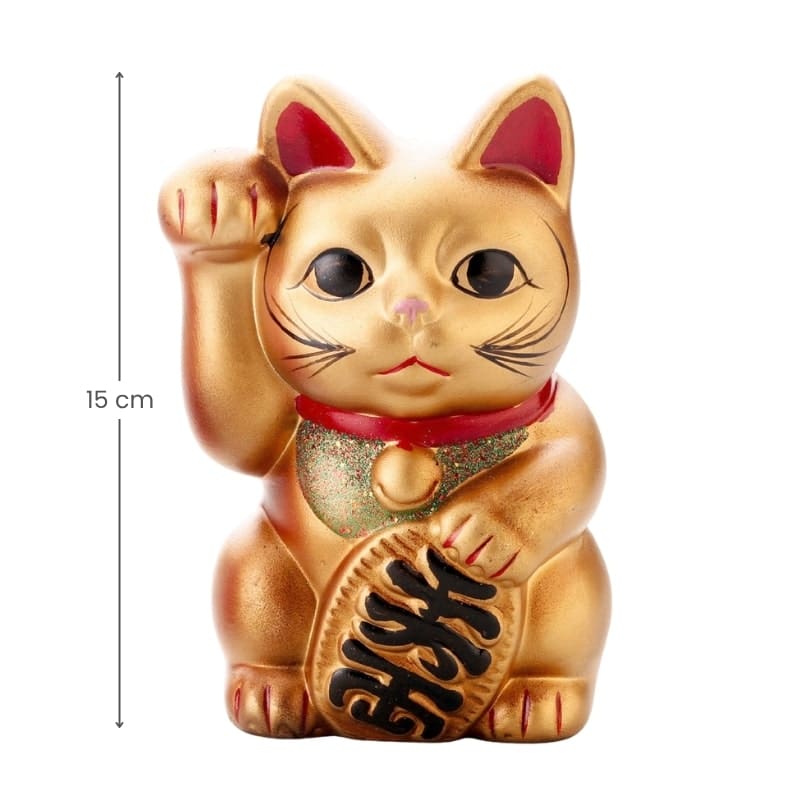 Złota ceramika Maneki Neko 15 cm